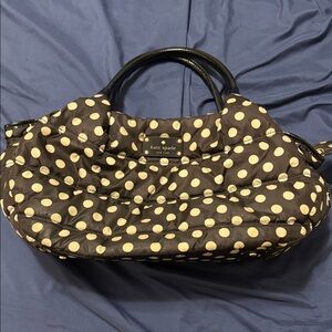 Kate Spade Black and Cream Polka Dot quilted nylon Shoulder Bag